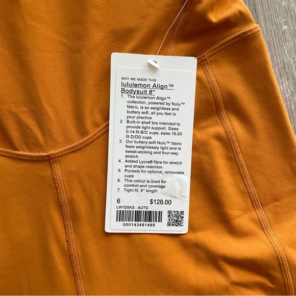 Lululemon Align Bodysuit 8" - Autumn Orange - Picture 4 of 5